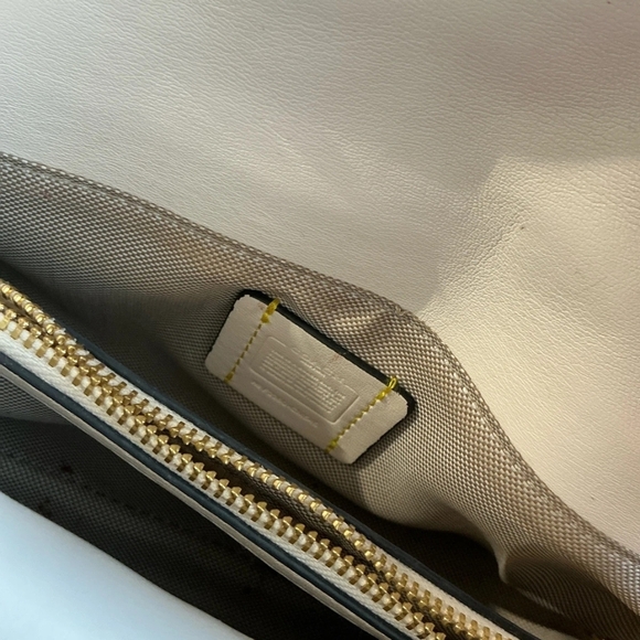 Coach Tabby Cream Quilted Leather Bronze Gold Harware Shoulder Bag Purse - Picture 14 of 16